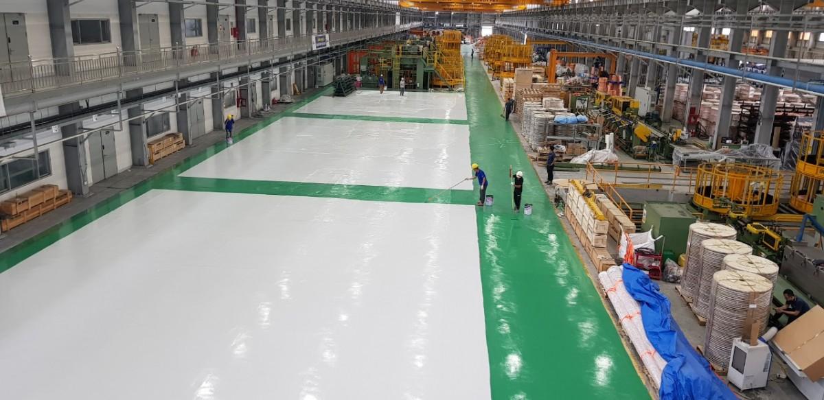 Công trình nhà xưởng tại Hải Phòng với sơn Epoxy hệ lăn cho sàn tải trọng thấp