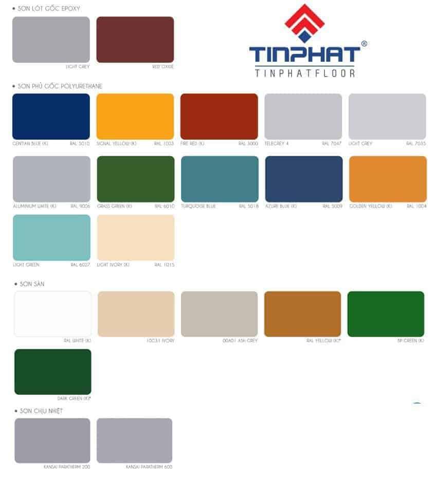 Bảng màu Sơn Epoxy Kansai